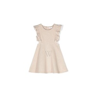 Chloe Girls Beige Cotton Ruffle-Trim Flared Dress C12908-C03