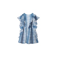 Chloe Girls Blue White Abstract Printed Ruffled Dress C12920-V21