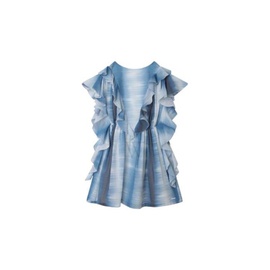 Chloe Girls Blue White Abstract Printed Ruffled Dress C12920-V21