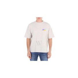 Drole De Monsieur MEN'S Light Grey DDM Logo Print Cotton Le T-Shirt A-TS119-CO002-LGR