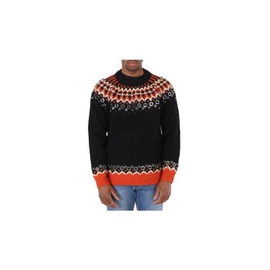 버버리 Burberry Embellished Fair Isle Wool Sweater In Black 8023666