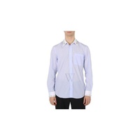 버버리 Burberry MEN'S Pale Blue Camberwell Classic Fit Embellished Pinstriped Cotton Shirt 8026686