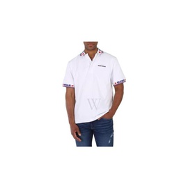 GCDS MEN'S White Tape Logo Cotton Polo Shirt CC22M15S301-01