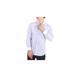 버버리 Burberry Pale Blue Stripe Carterton Crystal-embellished Dress Shirt 8026172