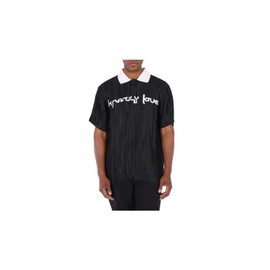 버버리 Burberry MEN'S Black Krazy Love Print Pleated Polo Shirt 4565874