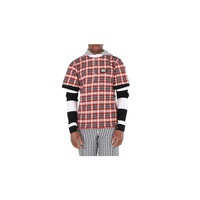 버버리 Burberry MEN'S Bright Red Plaid And Striped Cotton Remodeled Rugby Shirt 4563886