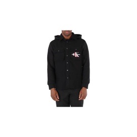 Calvin Klein MEN'S Black Fleece Hooded Overshirt, Size Small J319284-BEH