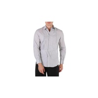 버버리 Burberry MEN'S Light Pebble Grey Crystal Embroidered Formal Shirt, Brand Size 39 (Neck Size 15.5') 4562962