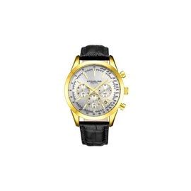 Stuhrling Original MEN'S Monaco Chronograph Leather Silver Dial Watch M13652