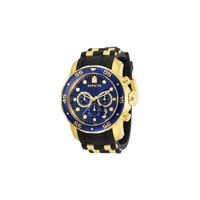 Invicta MEN'S Pro Diver Chronograph Polyurethane with Yellow Gold-tone Stainless Steel Blue Dial Watch 30763