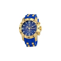 Invicta MEN'S Pro Diver Chronograph Silicone with a Yellow Gold-plated Barrel Inserts Blue Glass Fiber Dial 24966
