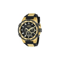 Invicta MEN'S Aviator Chronograph Polyurethane with Gold-tone Barrel Inserts Black Dial Watch 23693