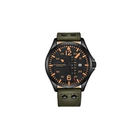 Stuhrling Original MEN'S Aviator Leather Black Dial Watch M13666