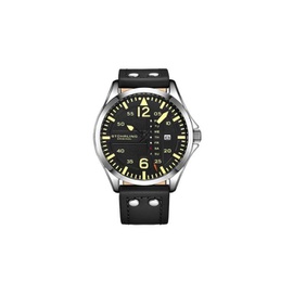 Stuhrling Original MEN'S Aviator Leather Black Dial Watch M13670