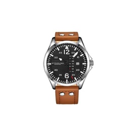 Stuhrling Original MEN'S Aviator Leather Black Dial Watch M13671
