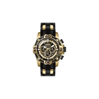 Invicta MEN'S Pro Diver Chronograph Silicone with Gold-tone Stainless Steel Inserts Black (Gold Carbon Fiber) Dial Watch 33838