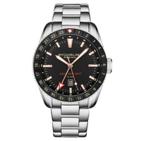 Stuhrling Original MEN'S Aquadiver Stainless Steel Black Dial Watch M17220