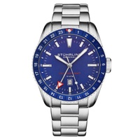 Stuhrling Original MEN'S Aquadiver Stainless Steel Blue Dial Watch M17219