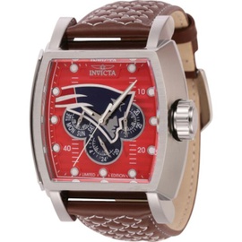 Invicta MEN'S NFL Leather Red and Silver and Blue Dial Watch 45084