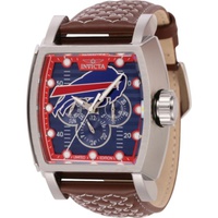 Invicta MEN'S NFL Leather Red and Silver and Blue Dial Watch 45086