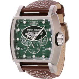 Invicta MEN'S NFL Leather Green and Silver Dial Watch 45088