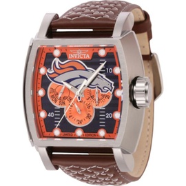 Invicta MEN'S NFL Leather Orange and Silver and Blue Dial Watch 45091