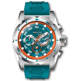 Invicta MEN'S NFL Chronograph Silicone Orange and White and Blue Dial Watch 45514