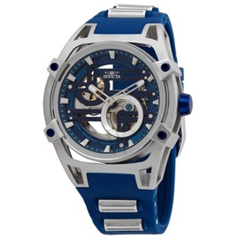Invicta MEN'S Akula Silicone with Stainless Steel Barrel Inserts Blue (Cut-Out) Dial Watch 32354