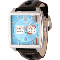 Invicta MEN'S S1 Rally Chronograph Leather Light Blue and Orange and Silver Dial Watch 44748