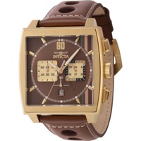 Invicta MEN'S S1 Rally Chronograph Leather Gunmetal and Gold and Rose Gold and Brown Dial Watch 44300