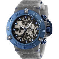 Invicta MEN'S Subaqua Chronograph Silicone with Dark Blue-plated Pins Black (Skull) Dial Watch 37329