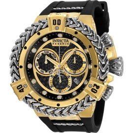 Invicta MEN'S Reserve Chronograph Silicone with Stainless Steel Inserts Black Dial Watch 33154