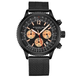 Stuhrling Original MEN'S Monaco Chronograph Stainless Steel Black Dial Watch M15385