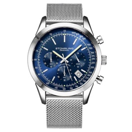 Stuhrling Original MEN'S Monaco Chronograph Alloy Mesh Blue Dial Watch M15978