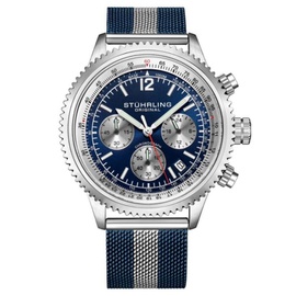 Stuhrling Original MEN'S Monaco Chronograph Stainless Steel Mesh Blue Dial Watch M16854