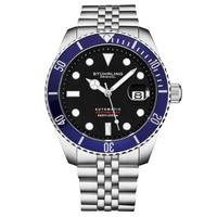 Stuhrling Original MEN'S Aquadiver Stainless Steel Black Dial Watch M18017