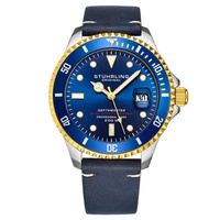 Stuhrling Original MEN'S Aquadiver Leather Blue Dial Watch M17184