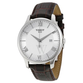 Tissot MEN'S Tradition Brown Leather Silver Dial T063.610.16.038.00