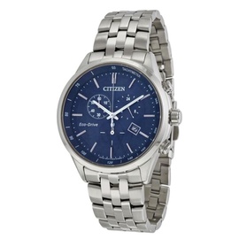Citizen MEN'S Sapphire Solar Chronograph Stainless Steel Navy Blue Dial AT2141-52L
