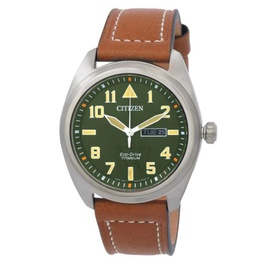 Citizen MEN'S Avion Leather Green Dial Watch BM8560-02X