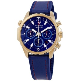 Bulova MEN'S Marine Star Chronograph Leather and Silicone Blue Dial 97B168
