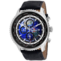 Seapro MEN'S Meridian World Timer GMT Leather Blue Dial Watch SP7130