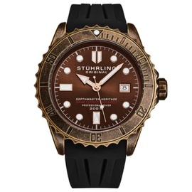 Stuhrling Original MEN'S Aquadiver Rubber Brown Dial Watch M16858