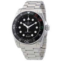 구찌 Gucci MEN'S Dive Stainless Steel Black Dial Watch YA136208