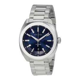 구찌 Gucci MEN'S GG2570 Stainless Steel Blue Dial Watch YA142303