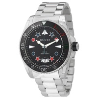 구찌 Gucci MEN'S Dive Stainless Steel Black Dial Watch YA136221