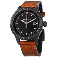 Hamilton MEN'S Khaki Aviation Leather Black Dial Watch H76625530