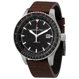 Hamilton MEN'S Khaki Aviation (Cow) Leather Black Dial Watch H76615530