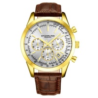 Stuhrling Original MEN'S Monaco Chronograph Leather Silver-tone Dial Watch M17171