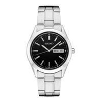 Seiko MEN'S 에센셜 Essentials Stainless Steel Black Dial Watch SUR361